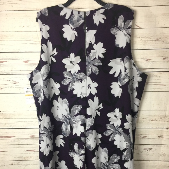 Alfani Floral-Print A-Line Plum Watercolor Dress - Picture 3 of 8
